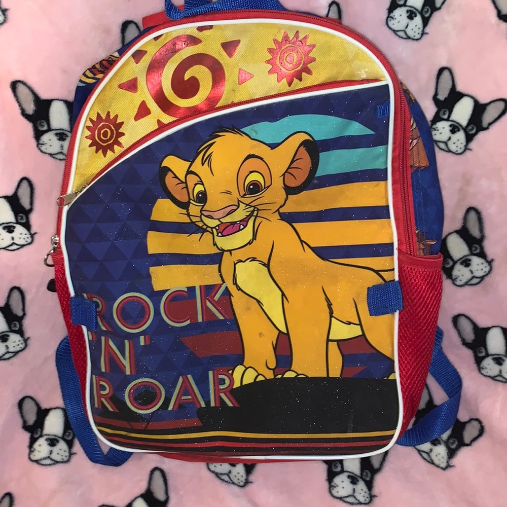Disney Vintage Lion King baby Simba backpack with matching keychain 90s 1990